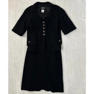 Chanel Black Tweed Jacket Blazer Tulip Skirt Suit FR 46 44 US 10 12 14 07P